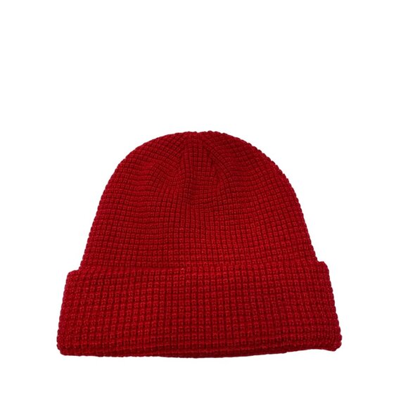 Yea.Nice Beanie Soft Acrylic Cherry Red Folded Waffle Weave Beanie Hat Cap Snow - Picture 3 of 3